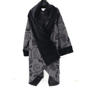 Cottonade Paris cardigan Womens 2 Wanz Asymmetrical Black Wrap Jacket velour